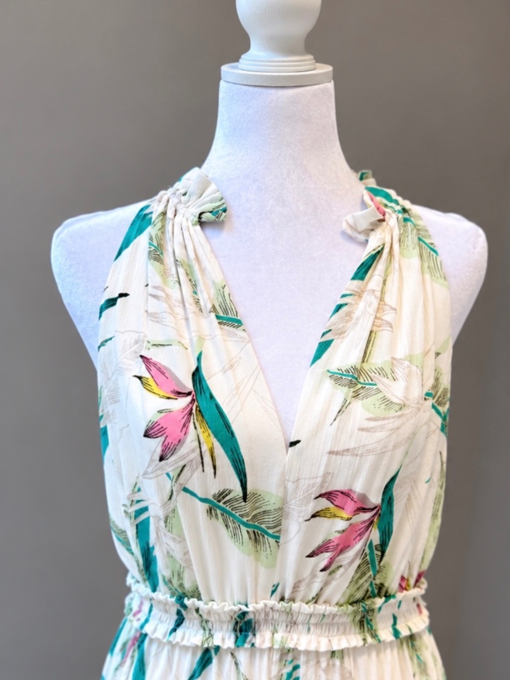 NWOT Z Supply Paradise Maxi Dress Tropical Floral Halter Rayon Dress Medium b - Picture 5 of 8